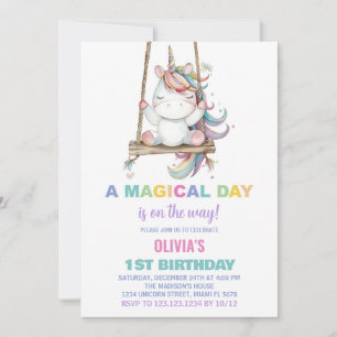 First Birthday Unicorn Birthday Invitations