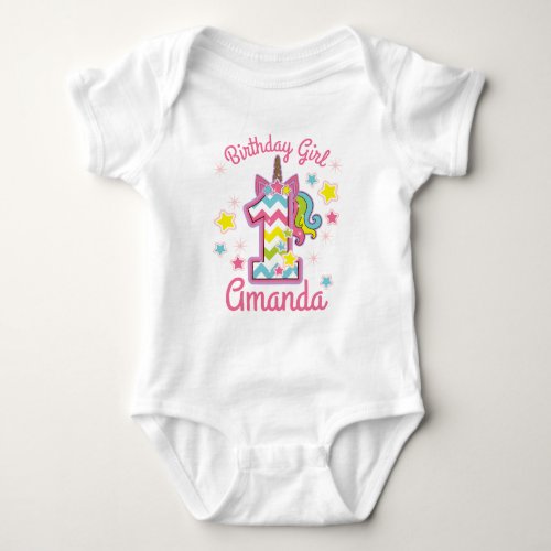 First birthday Unicorn custom design Baby Bodysuit