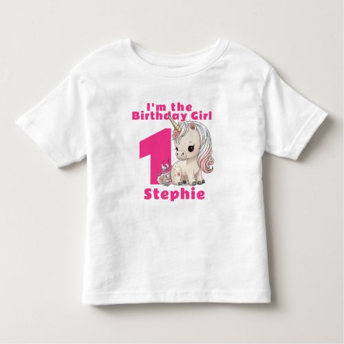 First Birthday Unicorn Personalized Baby Toddler T_shirt