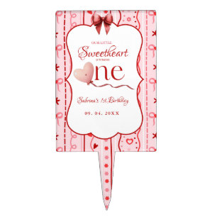 First Birthday valentine baby birthday party Cake Topper