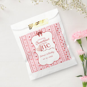 First Birthday valentine baby birthday party Favor Bag