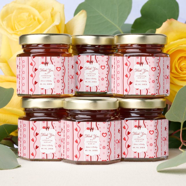 First Birthday valentine baby birthday party Honey Jar Favors (Insitu)