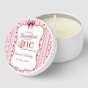 First Birthday valentine baby birthday party Mini Candle Favors