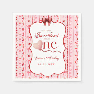 First Birthday valentine baby birthday party Napkins
