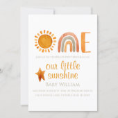First Birthday Watercolor Sun and Rainbow Boho Invitation (Front)