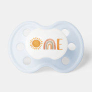First Birthday Watercolor Sun And Rainbow  Pacifier at Zazzle