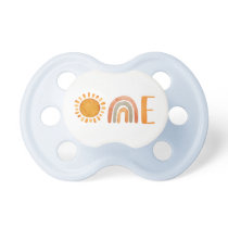 First Birthday Watercolor Sun and Rainbow  Pacifier