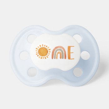 First Birthday Watercolor Sun And Rainbow  Pacifier by komila at Zazzle