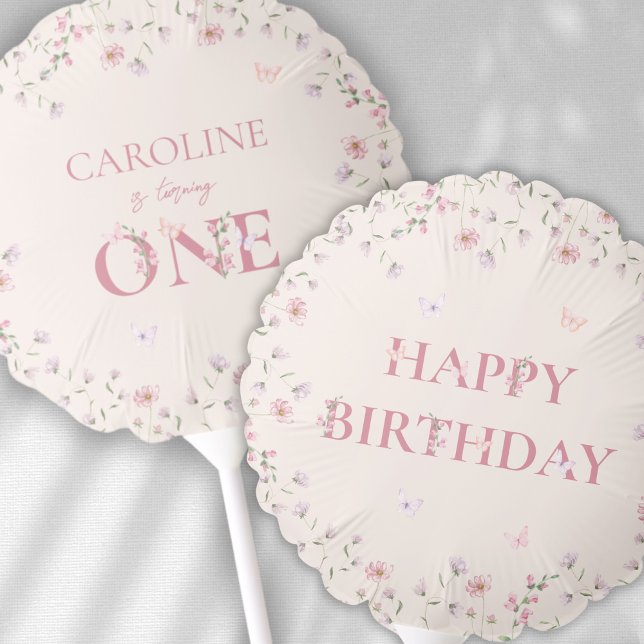 First Birthday Watercolor Wildflower Butterfly Balloon (Creator Uploaded)