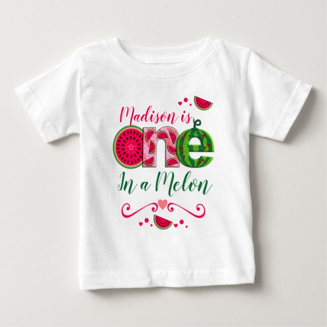 First Birthday Watermelon | One in a melon Baby T-Shirt (Front)