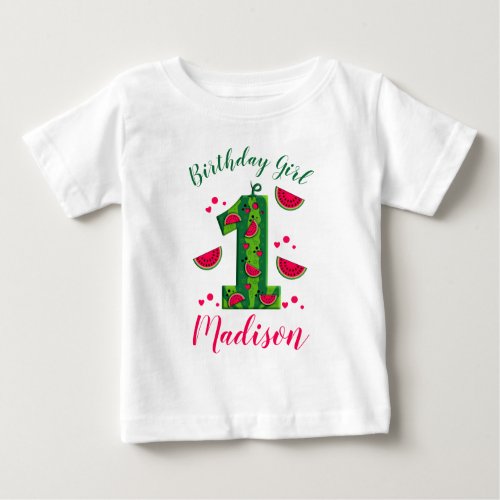 First Birthday Watermelon  One in a melon  Baby T_Shirt