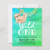 First Birthday Wild One Jungle Sloth Party Invitation (Front)