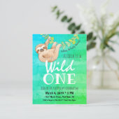 First Birthday Wild One Jungle Sloth Party Invitation (Standing Front)