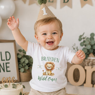 First Birthday Wild One Lion  Baby T-Shirt
