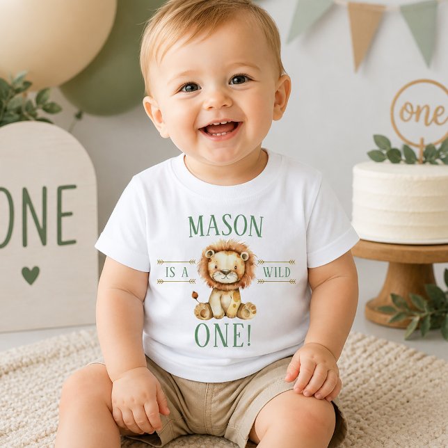First Birthday Wild One Lion Baby T-Shirt (First Birthday Wild One Lion Baby T-Shirt )