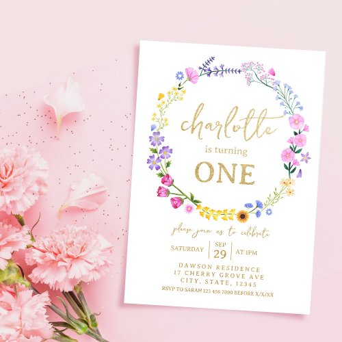 First Birthday Wildflower Spring Summer Baby Girl 