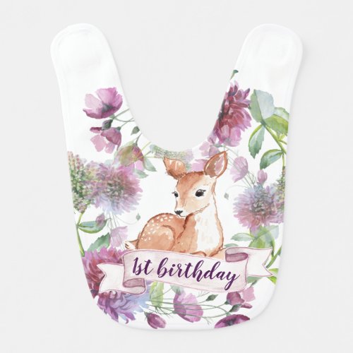 first birthday woodland deer baby bib