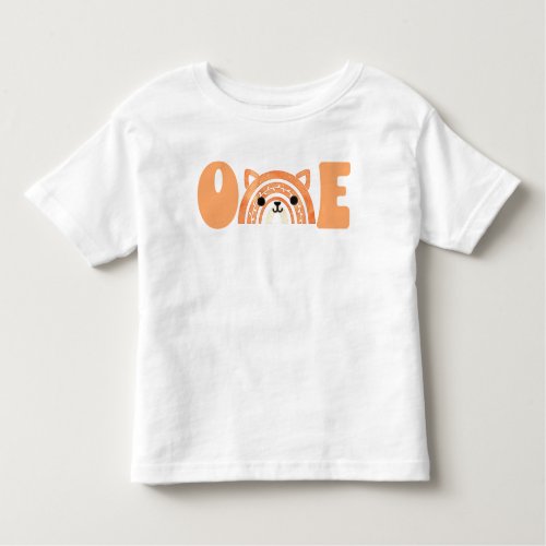 First Birthday Woodland Fox Boho Rainbow Toddler T_shirt