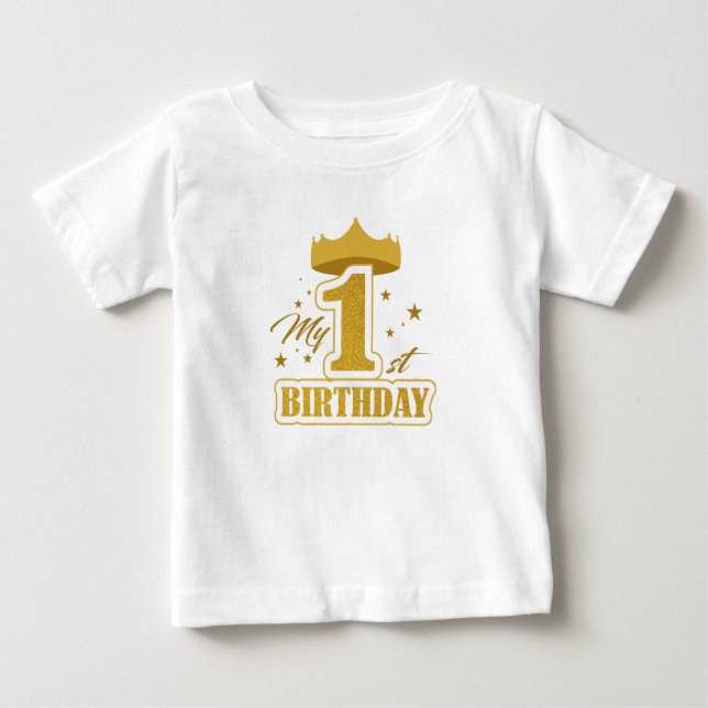 first bithday golden letter t shirt (Front)