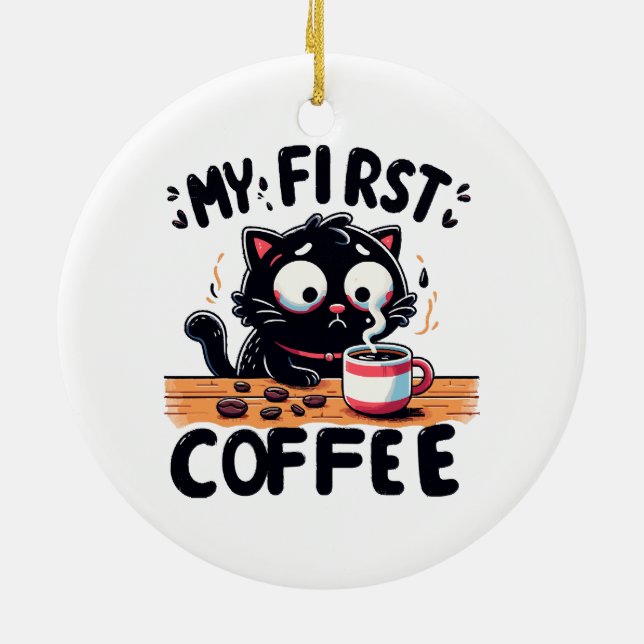 First Black Coffee Adventure Ceramic Ornament (Back)