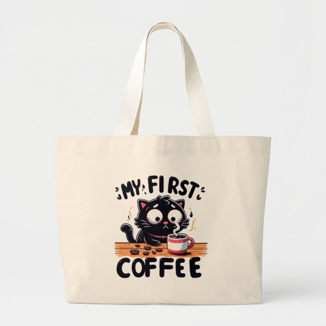 First Black Coffee Adventure Large Tote Bag (Front)