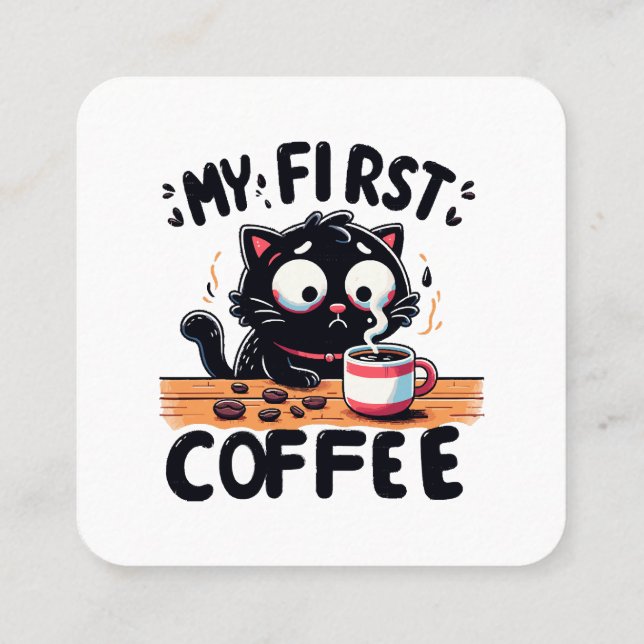 First Black Coffee Adventure Square Business Card (Back)