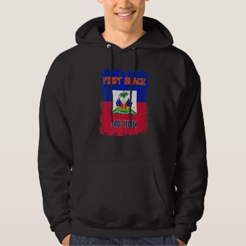 First Black Nation Haiti Flag Crest Coat Of Arm In Hoodie