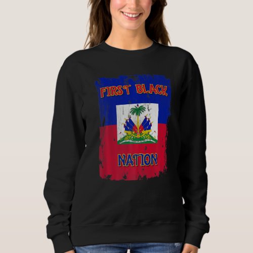 First Black Nation Haiti Flag Crest Coat Of Arm In Sweatshirt