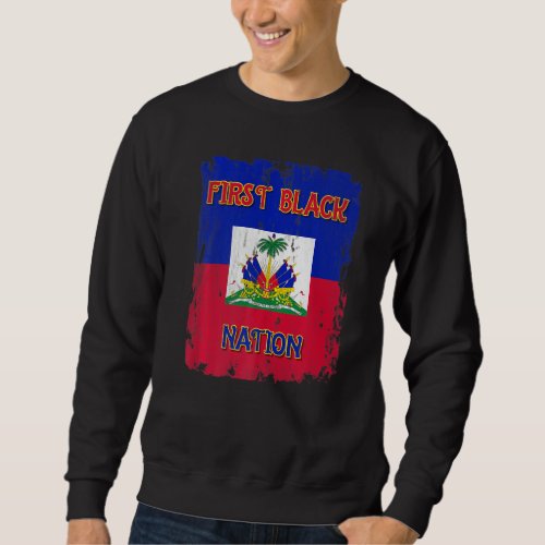 First Black Nation Haiti Flag Crest Coat Of Arm In Sweatshirt