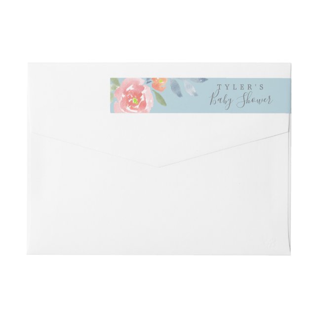 First Bloom Floral Baby Shower Wrap Around Label (Back)