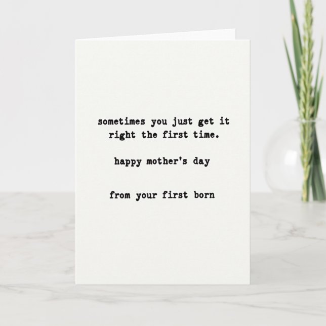 First Born Mothers Day Text Card (Front)