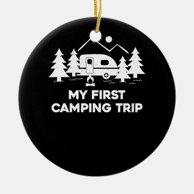 First Camping Trip Outdoor Adventure Hiking Camper Ceramic Ornament (Front)