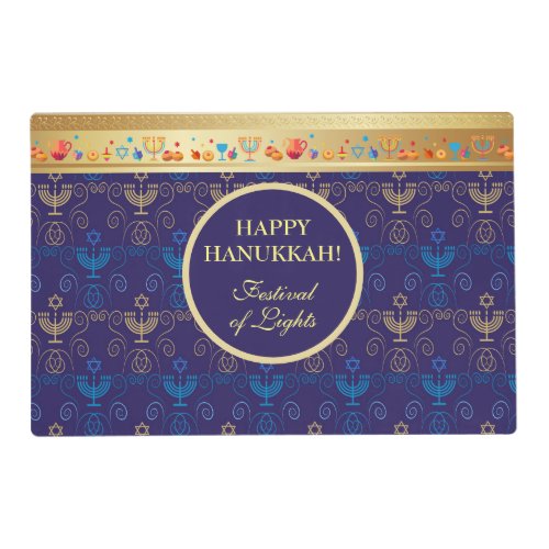 First Candle of Hanukkah Festival of Lights Party Placemat