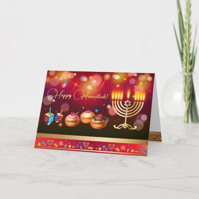 First Candle of Hanukkah Festival of Lights Party Thank You Card (Front)