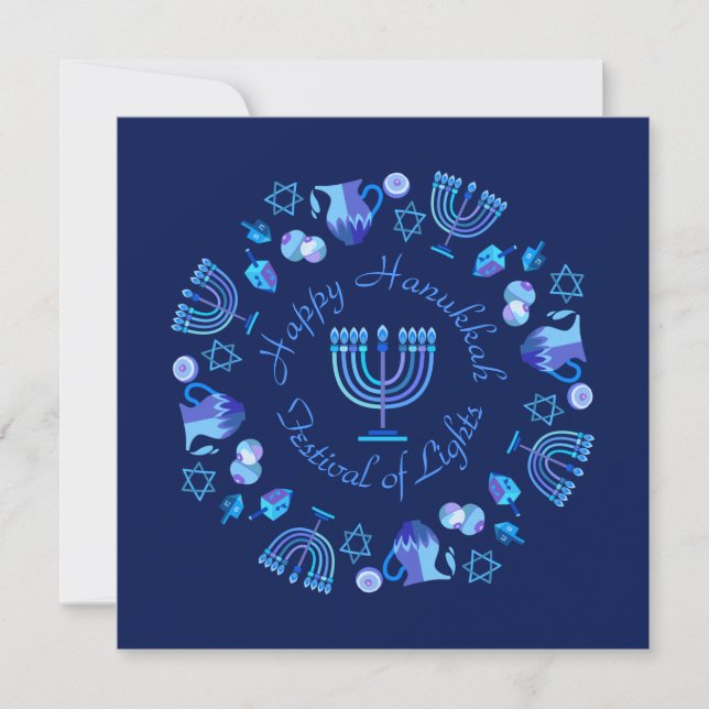 First Candle of Hanukkah Personalised Holiday Card (Front)
