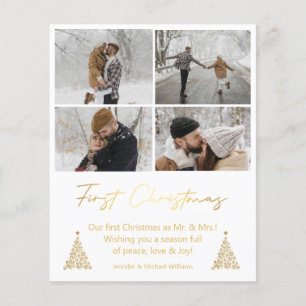 first christmas, 4 photos collage golden holiday flyer