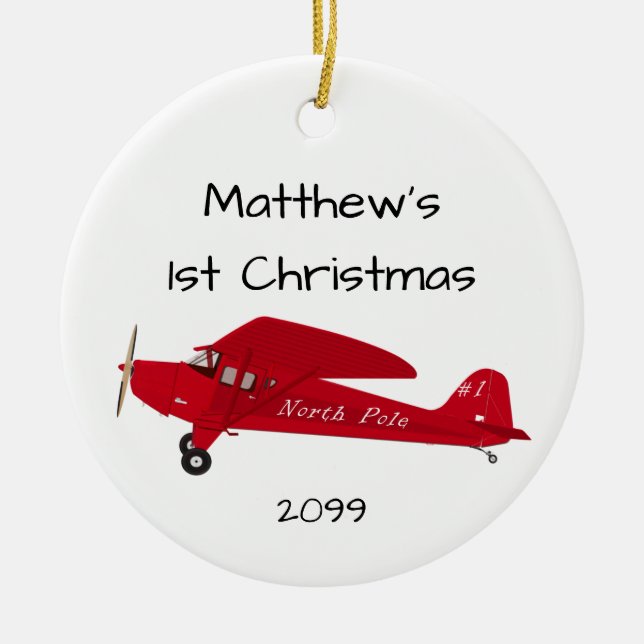 First Christmas Airplane North Pole Ornament (Front)