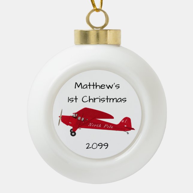 First Christmas Airplane North Pole Ornament (Front)