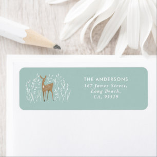 First Christmas aqua reindeers delicate rustic Label