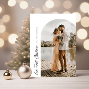 first christmas arch holiday wedding announcement