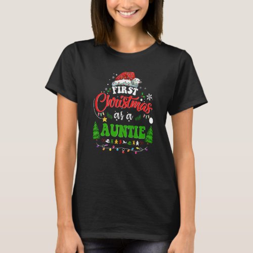 First Christmas As A Auntie  Holiday Santa Hat Gro T_Shirt