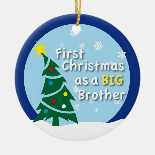 First Christmas as a BIG Brother Ceramic Ornament (Front)