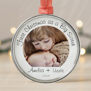 First Christmas as a Big Sister Photo Metal Ornament