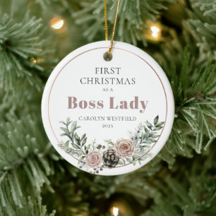 First Christmas as a Boss Lady Name Year Ceramic Ornament