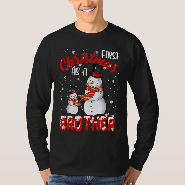 First Christmas As A Brother 2021 Pregnancy Announ T-Shirt (Front)
