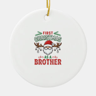 First Christmas As a Brother Santa Gnome Ceramic Ornament