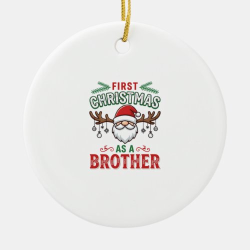 First Christmas As a Brother Santa Gnome Ceramic Ornament