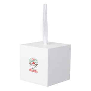 First Christmas As a Brother Santa Gnome Cube Ornament
