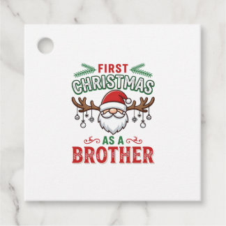 First Christmas As a Brother Santa Gnome Favor Tags
