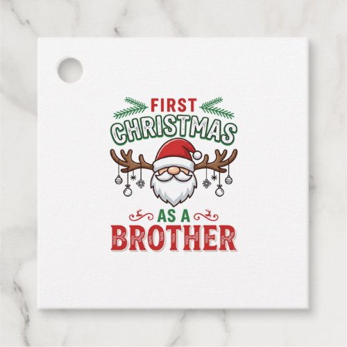 First Christmas As a Brother Santa Gnome Favor Tags